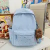 Mochila Versátil de Personalidade Estilo Coreano para Estudante, Mochila de Grande Capacidade Cor Sólida Padrão Céu Estrelado, Alto Valor Estético, Bolsa Escolar Durável e Versátil