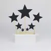 Conjunto Grande e Pequeno Sete Enfeites Vermelhos de Amor Estrela Dourada de Cinco Pontas Bandeira de Decoração de Bolo de Aniversário Festa em Forma de Coração