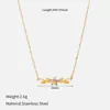 Collar de Flor de Hoja de Diamante Colorido Estilo Europeo y Americano Oro de 18K Acero Inoxidable Lujo Ligero Cadena para Clavícula Floral para Mujer Joyería