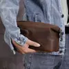 Amazon Bolsa de Tocador Retro de Cuero Crazy Horse Multifuncional Bolsa de Almacenamiento de Cuero Genuino Piel de Vaca de Primera Capa Bolso de Mano para Hombre