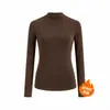 Comercio exterior transfronterizo Camiseta básica de terciopelo Shufu para mujer del sudeste asiático con cuello semi-alto, top cálido y grueso de manga larga, directo de fábrica