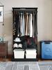 Painel perfurado guarda-roupa entrada multicamadas metal canto perfurado armazenamento ferro preto simples closet prateleira de armazenamento