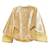 Seda de Calidad Garantizada Nuevo Estilo Chino Elegancia Oriental Botones Satén Jacquard Pesado Borde Enrollado Mejorado Abrigo Talla Grande para Otoño