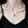 Cadena para Clavícula con Forma de Corazón de Piedras Preciosas de Colores, Estilo Millennial Chica Picante Y2K con Colgante de Corazón, Accesorio Diario Dulce y Genial para Chicas