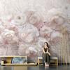 Papel de parede com fundo de rosas 3D para sala de casamento, tema de casamento, papel de parede com flores rosas, quarto, cabeceira, sala de estar, mural ao vivo