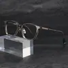 Óculos Redondos em Titânio Puro Cor Chá Frio com Textura Natural, Óculos com Armação de Acetato Ultraleve para Homens e Mulheres, Adequados para Lentes de Grau