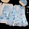 Pijama para niñas, fino de seda helada de manga larga, traje de primavera y otoño de dibujos animados para verano y aire acondicionado para niñas pequeñas y niños pequeños