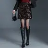 Elegante y versátil falda de lentejuelas, nueva otoño 2026, línea A, cintura alta, adelgazante, falda corta de un solo paso para mujer