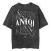 Playera Streetwear Anime Japonés Huo Sombra Dibujos Animados Vintage Lavado Negro Playera para Hombre Algodón Playera Hip-hop Holgada