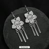 Brincos de borla de prata Miao artesanais estilo étnico vintage temperamento feminino Yunnan Miao personalidade estágio brincos longos versáteis