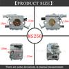 MS250 para Stihl MS210 MS 230 021 023 025 WT-286 carburador de motosserra