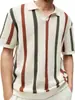 Camiseta de Manga Corta para Hombre Verano Simple Diseñador Geométrico Bloques de Color Rayas Cuello Redondo Suéter Estilo Ligero Maduro Top