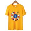 Camiseta del Día de la Independencia para mujer, talla europea, disponible en stock, con estampado de girasoles, manga corta, estilo europeo y americano, Amazon, camiseta del Día de la Independencia para mujer.