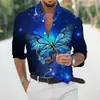 Camisa Estampada Abstrata com Arte Degradê Nova 2024 Para o Dia a Dia Primavera Verão Camisa de Manga Longa Dobrável