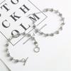 Pulseira de Corrente Costurada com Anel de Personalidade Hip Hop Europeu e Americano, Estilo ins, Senso de Design, Aço Titânio, Joia Retrô para Homens e Mulheres
