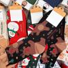 Meias Tendência Outono Inverno Natal Femininas Meia Cano Médio Desenho Papai Noel Rena Boneco de Neve Boneco de Gengibre Atacado