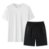 Traje Deportivo Casual de Verano para Hombre de Seda de Hielo Transpirable Conjunto Corto para Correr al Aire Libre Tallas Grandes Manga Corta Pantalón de Cinco Puntos Conjunto de Dos Piezas