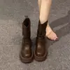 Botines Martin de caña media para mujer petite, botines retro nuevos de otoño 2026, botines cortos de moda en color marrón