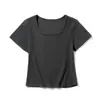 Camiseta de Manga Corta Estilo Americano Hombro Normal para Mujer, Nuevo Diseño de Verano Ajustado, Top Corto de Nicho de Moda al por Mayor