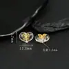 Plata S925 Chapada en Oro Incrustada Cristal Blanco Mariposa Corazón de Melocotón Agujero Pasante Accesorios Joyería DIY Personalizado Estilo Versátil