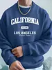Sudadera Estampada para Hombre de California Los Ángeles Sudadera de Invierno Cuello Redondo Estilo Urbano Lana Cálida Holgada Sudadera con Capucha Ropa Casual