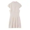 Vestido Mini de Verano para Mujer Estilo Europeo y Americano Textura de Satén de Seda Abertura 6392 Color Albaricoque Mezcla de Fibra Sintética Negra