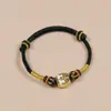 Pulsera Negra Trenzada de Ocho Hilos, Cuerda de Mano Tejida a Mano, Semiacabada, con Cuentas de Transferencia Usables, Cuerda Roja, Regalo de Pareja para Hombres y Mujeres