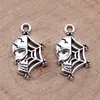 19x 11mm 0.9g prata antiga DIY acessórios vintage Gótico pingente de teia de aranha esqueleto