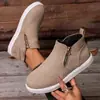 Zapatos casuales de talla grande para mujer transfronterizos para otoño e invierno, zapatos casuales de caña alta con doble cremallera para mujer transfronterizos europeos y americanos al por mayor