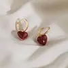 Brincos elegantes em formato de coração de prata 925 novo modelo 2026 ano do zodíaco vermelho simples brincos de alta qualidade presente para mulheres