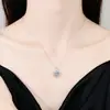 Colar Kaiwei com coração de diamante roxo em corrente para clavícula com pingente de diamante azul marinho de prata presente de aniversário para namorada