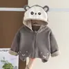 Inverno 2025 Meninas Novo Casaco com Capuz de Urso em Veludo Austríaco para Bebê Outwear Fashionável de Manga Longa