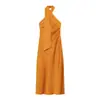 Bestseller transfronterizo de AliExpress primavera 2026 nuevo vestido de mujer con textura de satén de seda y cuello halter vestido midi 7961748