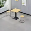Conjunto de Mesa e Cadeiras Comercial para Lanchonetes, Restaurantes e Lojas de Chá com Leite, com uma Mesa Pequena Redonda ou Quadrada Feita de Ardósia