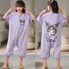 Saco de dormir de algodón para niños, pijama de una pieza de manga corta para niñas, verano fino, dibujos animados, ropa de aire acondicionado para niñas, camisón a prueba de patadas