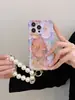 Adecuado para Pintura al Óleo Artística de Gama Alta Flores 17Promax Funda de Teléfono Apple 14 Femenina 16E Pulsera 11 Luz Azul