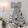 Tela de rejilla cruzada tela de terciopelo lazo Adorno superior para árbol de Navidad Adorno colgante Atmósfera navideña Fondo de ventana Corona
