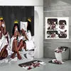 Venda Direta de Fábrica Transfronteiriça Impressão Digital 3D Impermeável Poliéster Nova Mulher Africana Divisória de Banheiro Cortina de Chuveiro Conjunto de Quatro Peças