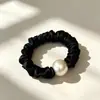 Gomas para el pelo de satén con perlas, estilo suave para venta al por mayor, no dañan el cabello, alta elasticidad, para el uso diario y peinados de moño
