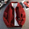 Suéter cárdigan de otoño e invierno para hombre, estilo coreano holgado de color liso con cuello vuelto, tejido de punto, chaqueta casual de moda moderna para hombre