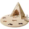 Tapete Redondo de Sala de Estar Animal Fofo de Desenho Animado Imitação de Caxemira Cobertor para Sofá de Casa Mesa de Centro Tapete Decorativo para Quarto de Criança