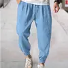 Amazon Moda Casual Pantalones Sueltos para Hombre Verano Transpirables Pantalones a la Tobillo Pantalones Rectos de Playa Color Sólido Venta al por Mayor