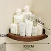 Estante de Esquina para Baño de Nogal para el Hogar Tripod de Almacenamiento de Aluminio sin Perforaciones para Pared de Baño