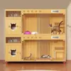 Villa Gato Cama de Gato de Madeira Maciça Gabinete para Gato de Temperatura Constante Gabinete de Exposição de Animais de Estimação de Três Níveis Cattery para Criação Doméstica Gaiola de Gato para Hospedagem