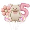 Traje de Globos Florales Retro de Oso Mate Transfronterizo Digital de 32 Pulgadas para Baby Shower, Fiesta de Cumpleaños, Suministros de Decoración
