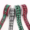Cinta a Cuadros Copo de Nieve con Borde de Alambre Navideño Transfronterizo Decoración de Atmósfera Navideña para Regalo Cinta para Lazos DIY