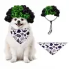 Peluca de Disfraz de Mascota para Halloween Set de Bufanda Triangular Adorno para la Cabeza de Festival Babero Suministro Directo del Fabricante