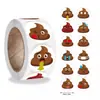 Rolo de Adesivos Engraçados de Emoji de Cocô Desenho Animado Etiquetas Adesivas Adesivos Recompensa Infantil Diário Decoração Adesivos