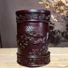Portaplumas de Secuoya Talla en Madera Madera de Ébano Negro Navegación Fluida Portaplumas de Madera Maciza Artesanías Adorno de Almacenamiento para Escritorio de Estudiante