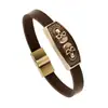 GT014 Pulsera de piel de vaca con diseño de calavera estilo punk para hombre, pulsera de metal vintage, pulsera de cuero genuino europeo y americano.